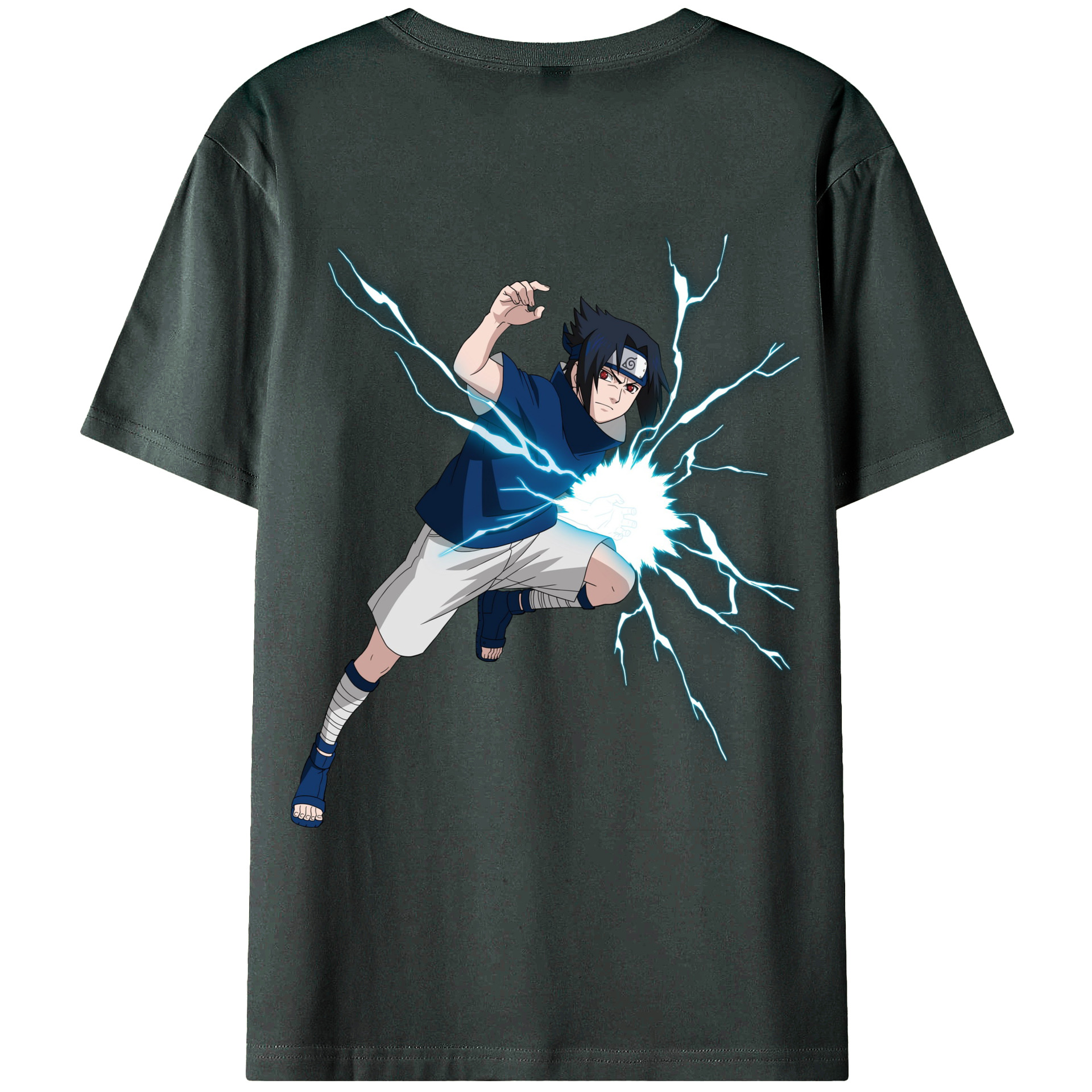 （画像用） NARUTO -ナルト- うちは サスケ Uchiha Sasuke 綿100％ メンズ半袖Tシャツ（バックプリント） 通気性